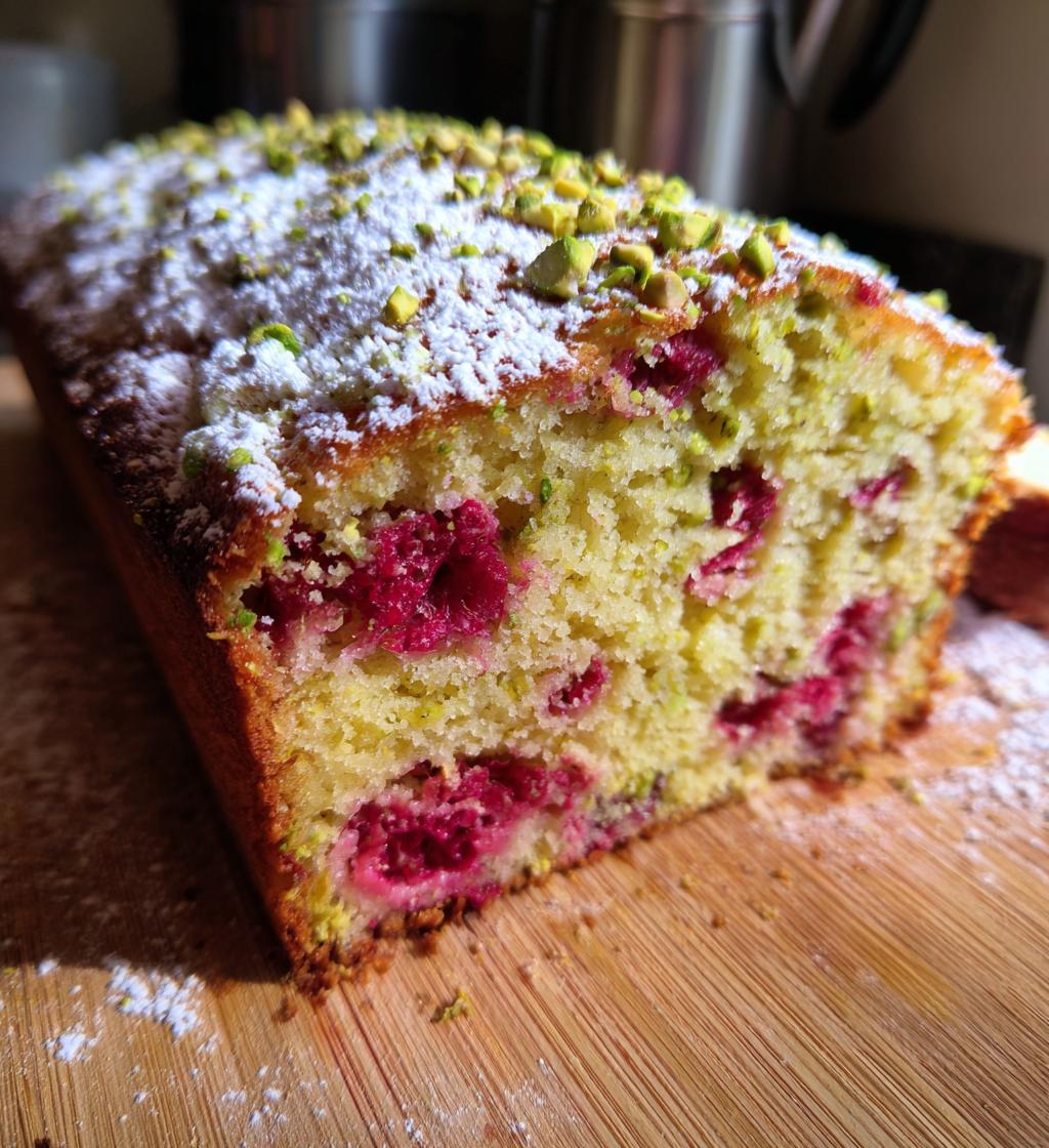 raspberry pistachio cake - detail 1
