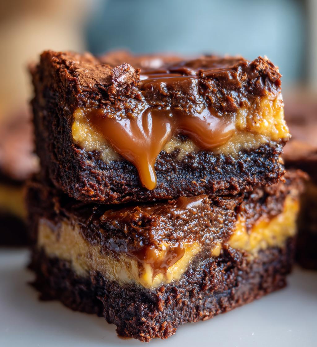 rich and gooey caramel brownie pie - detail 1