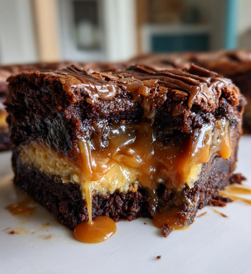 rich and gooey caramel brownie pie