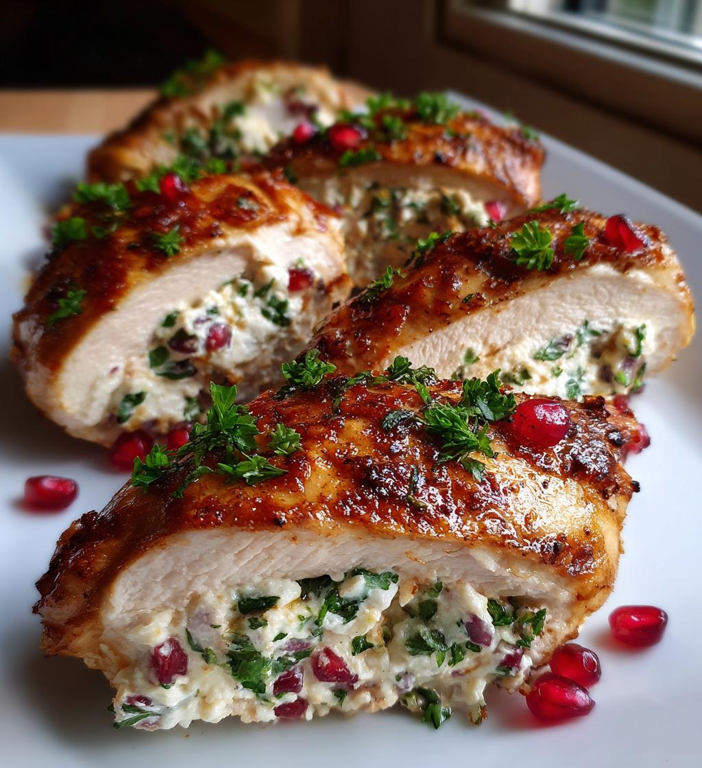 ricotta pomegranate stuffed chicken recipe - detail 1