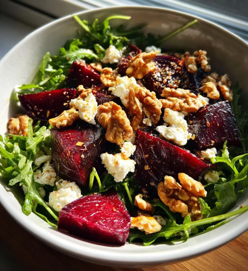 roasted beet arugula salad feta walnuts - detail 1