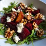 roasted beet arugula salad feta walnuts