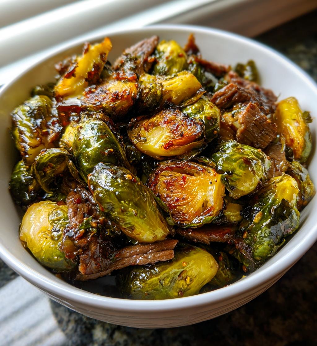roasted brussel sprouts with beef - detail 1