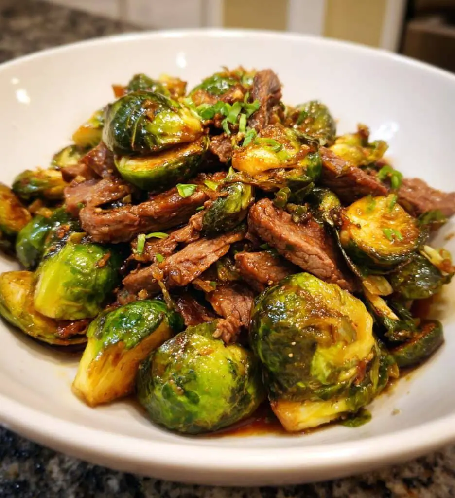 roasted brussel sprouts with beef