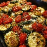 roasted garlic parmesan zucchini squash and tomatoes