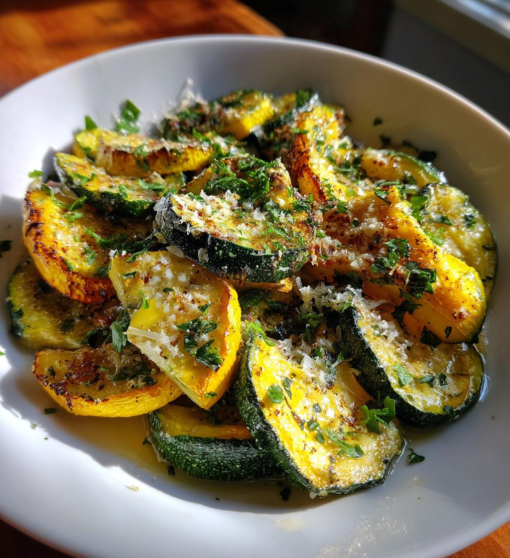 roasted summer squash parmesan garnished recipe - detail 1