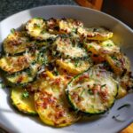 roasted summer squash parmesan garnished recipe