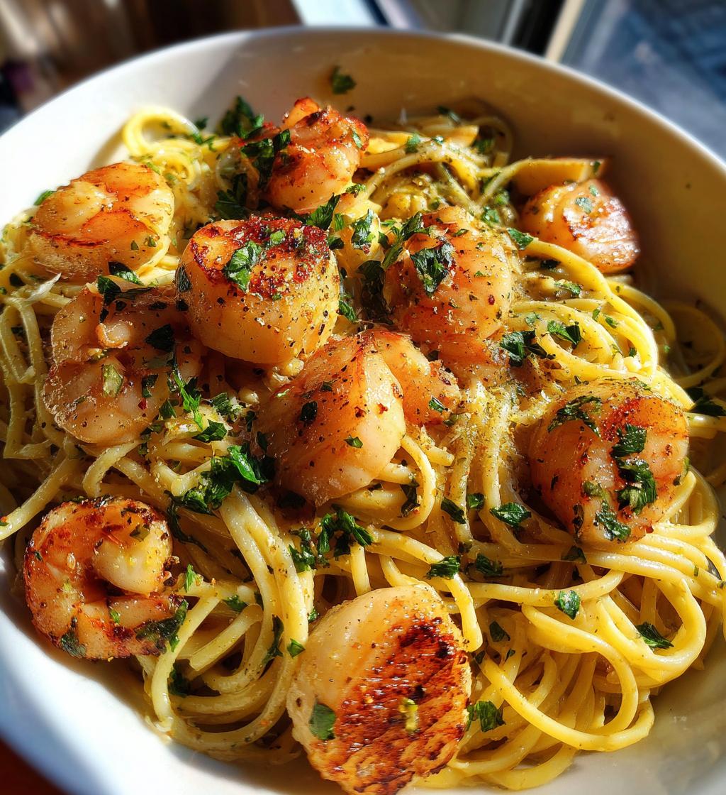 seafood pasta with shrimp and scallops