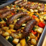 sheet pan bratwurst potatoes and veggies