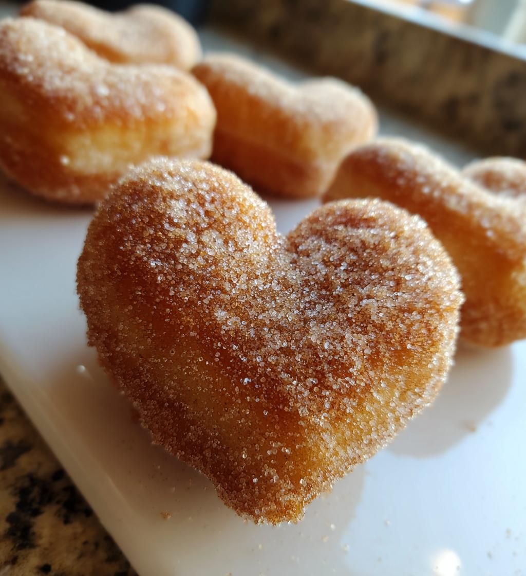 simple cinnamon sugar heart doughnuts - detail 1