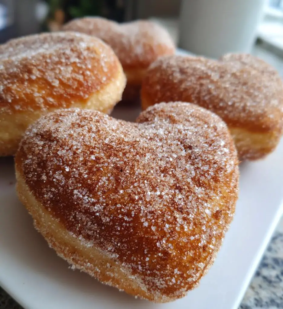 simple cinnamon sugar heart doughnuts