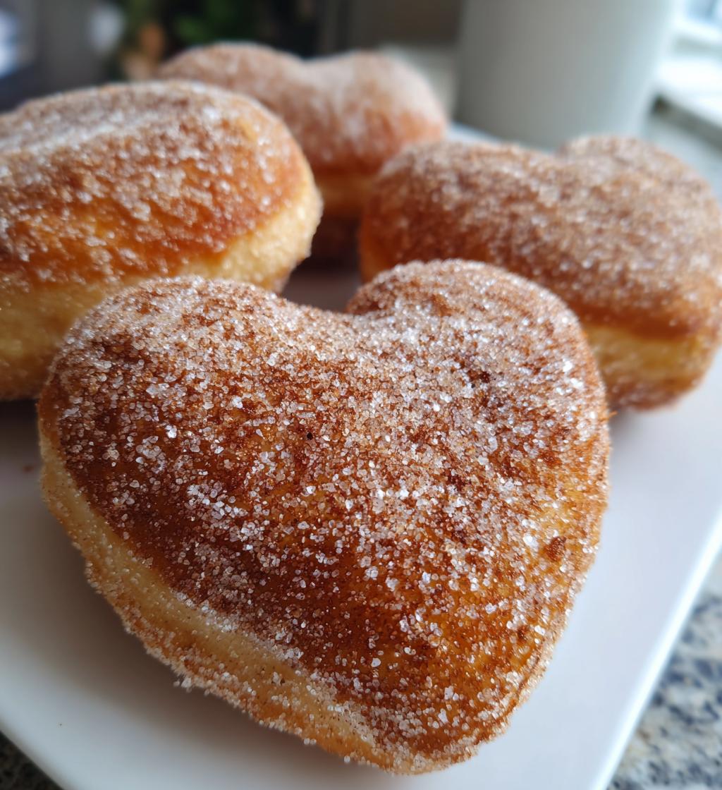 simple cinnamon sugar heart doughnuts