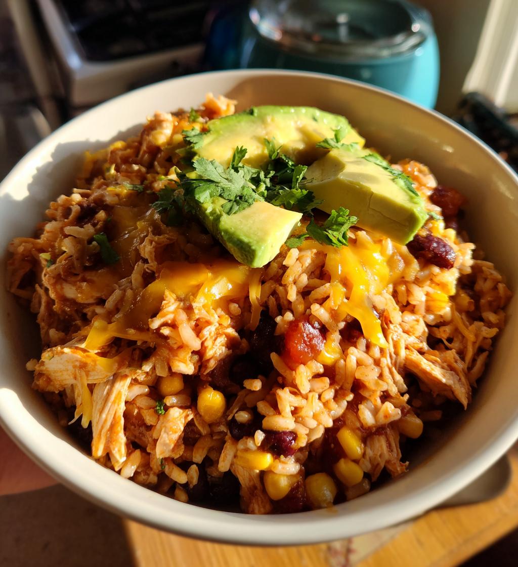 slow cooker chicken burrito bowl - detail 1