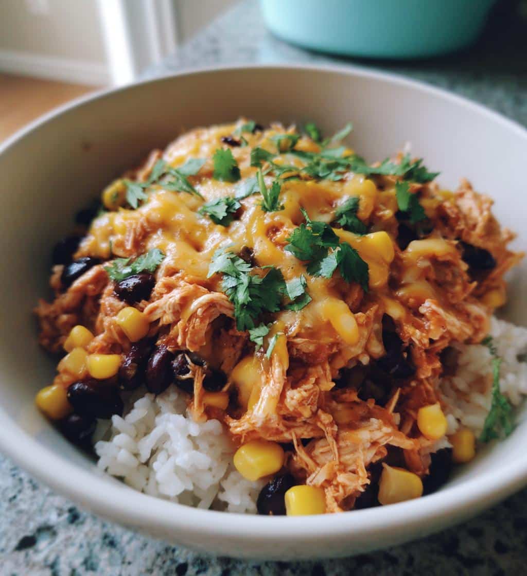slow cooker chicken burrito bowl recipe - detail 1