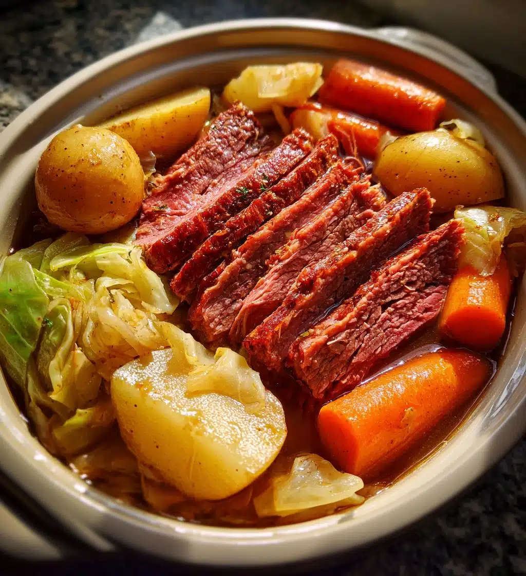 slow cooker corned beef and cabbage - detail 1