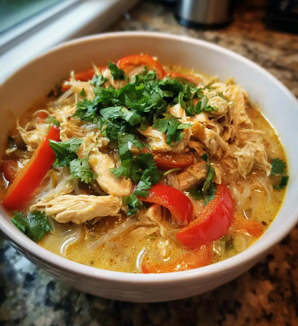 slow cooker thai chicken noodle soup - detail 1