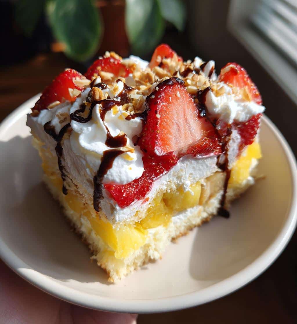 southern style banana split cake - detail 1