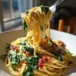 spaghetti spinach with sun dried tomato cream sauce