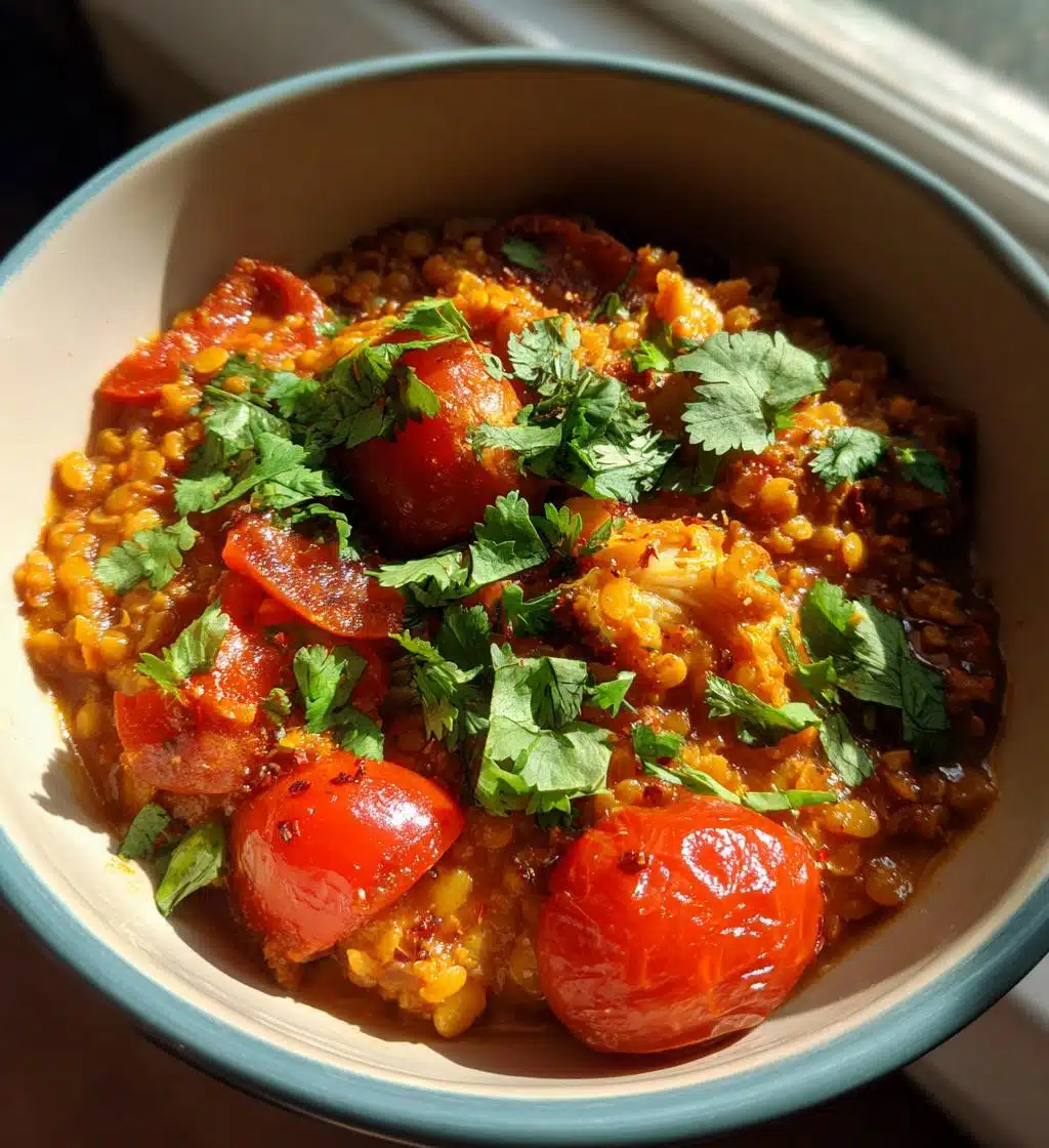 spicy red lentil curry - detail 1