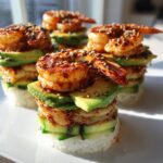 spicy shrimp sushi stacks