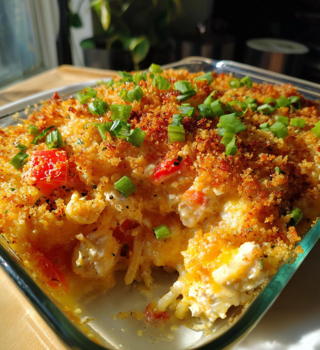 spicy southern cheesy chicken spaghetti casserole