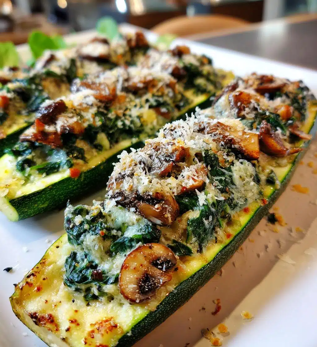 spinach mushroom ricotta stuffed zucchini recipe