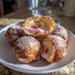 strawberry cheesecake stuffed donut holes