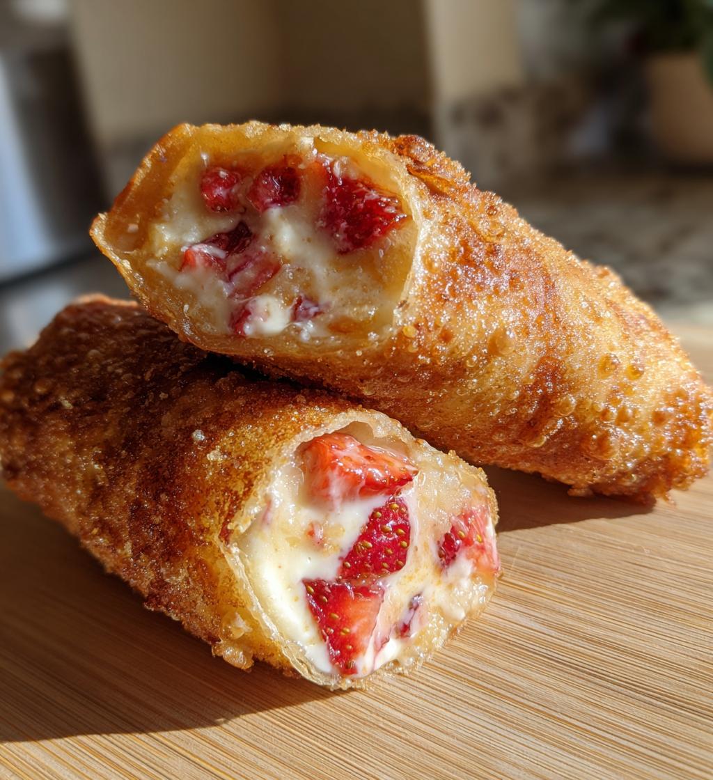 strawberry cheesecake stuffed eggroll bites - detail 1