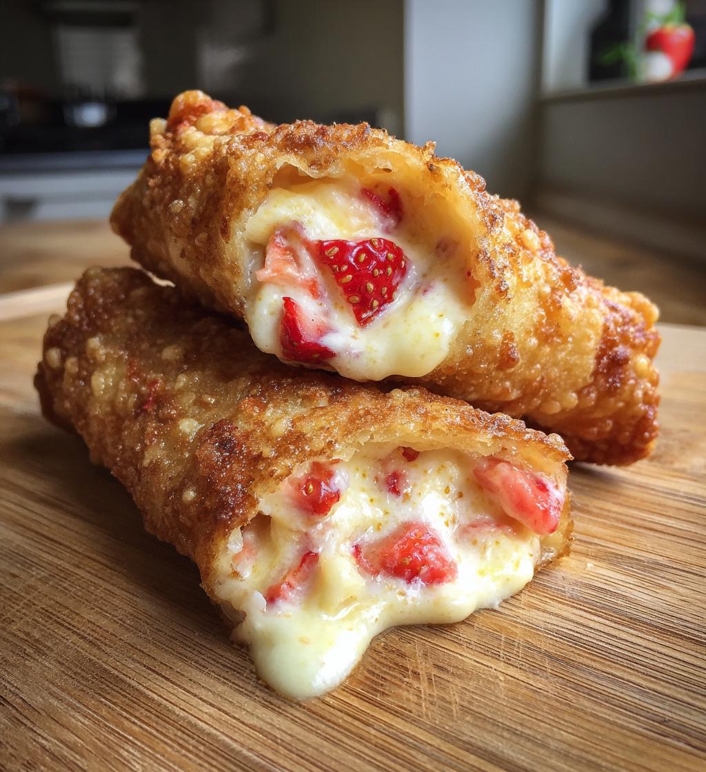 strawberry cheesecake stuffed eggroll bites