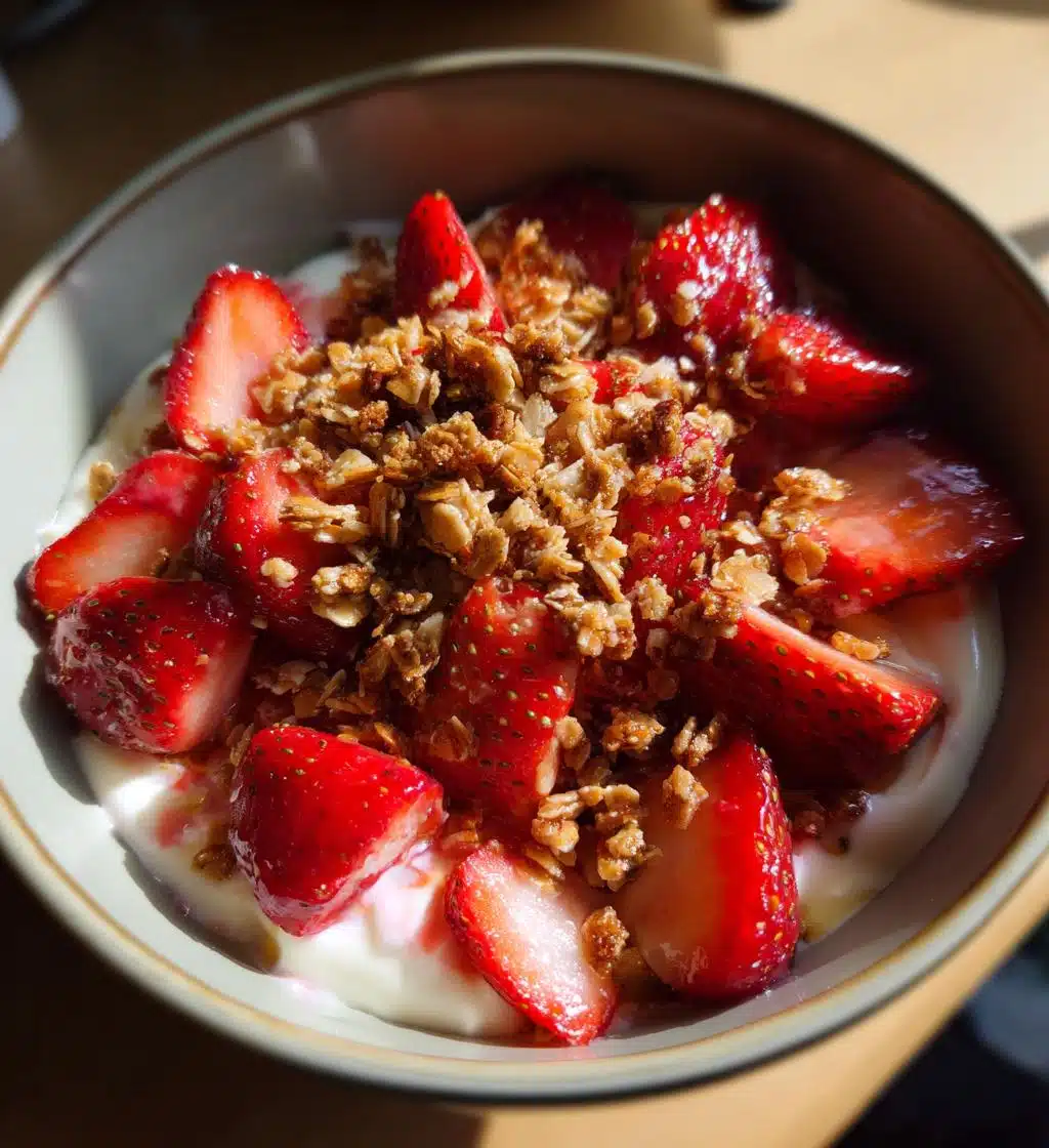 strawberry crunch cheesecake salad - detail 1