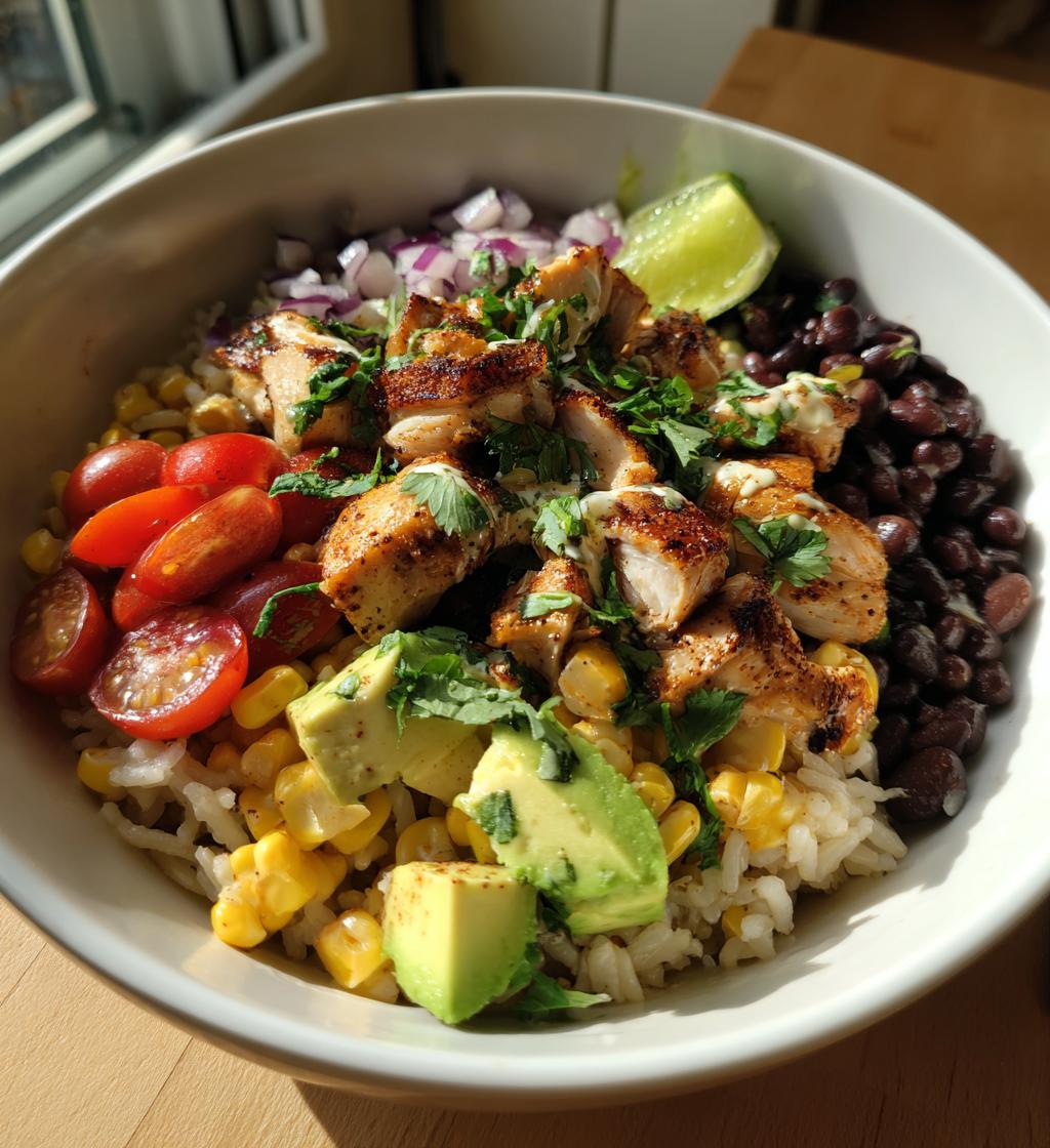 street corn chicken rice bowl - detail 1