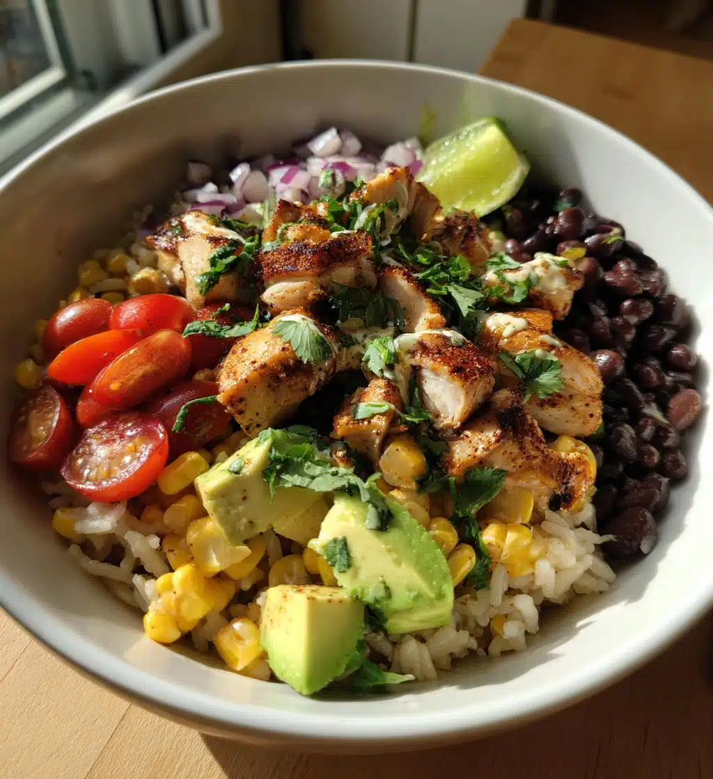 street corn chicken rice bowl - detail 1