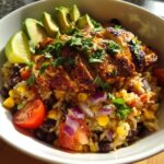 street corn chicken rice bowl