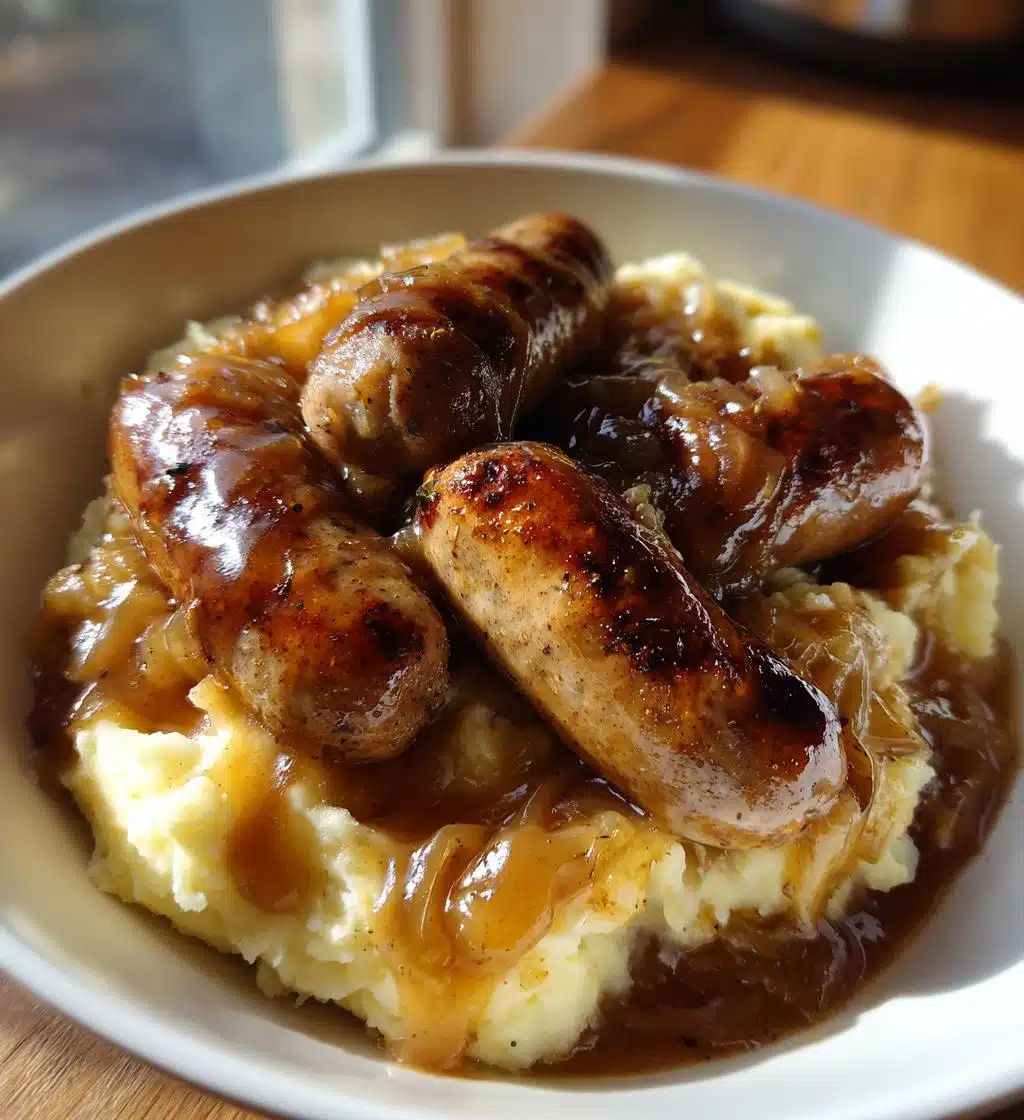 true bangers and mash with onion gravy - detail 1
