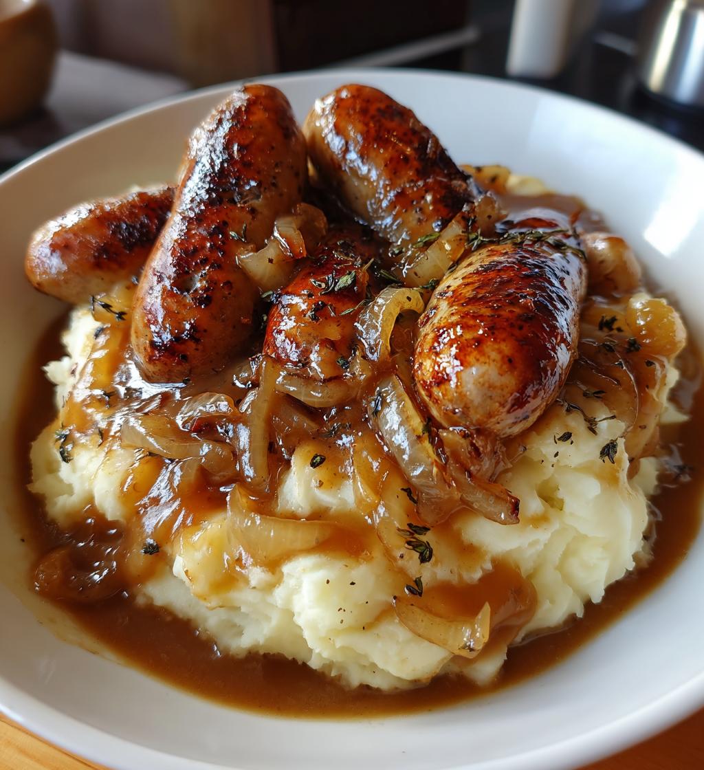 true bangers and mash with onion gravy