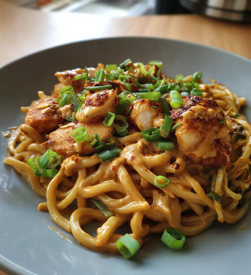 udon with chicken and garlicky peanut dressing - detail 1