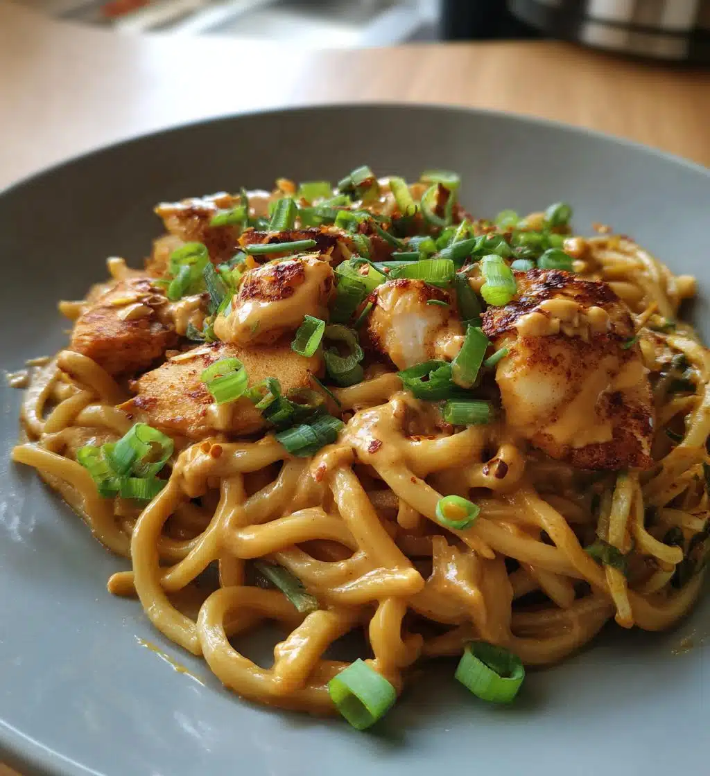 udon with chicken and garlicky peanut dressing - detail 1