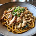 udon with chicken and garlicky peanut dressing