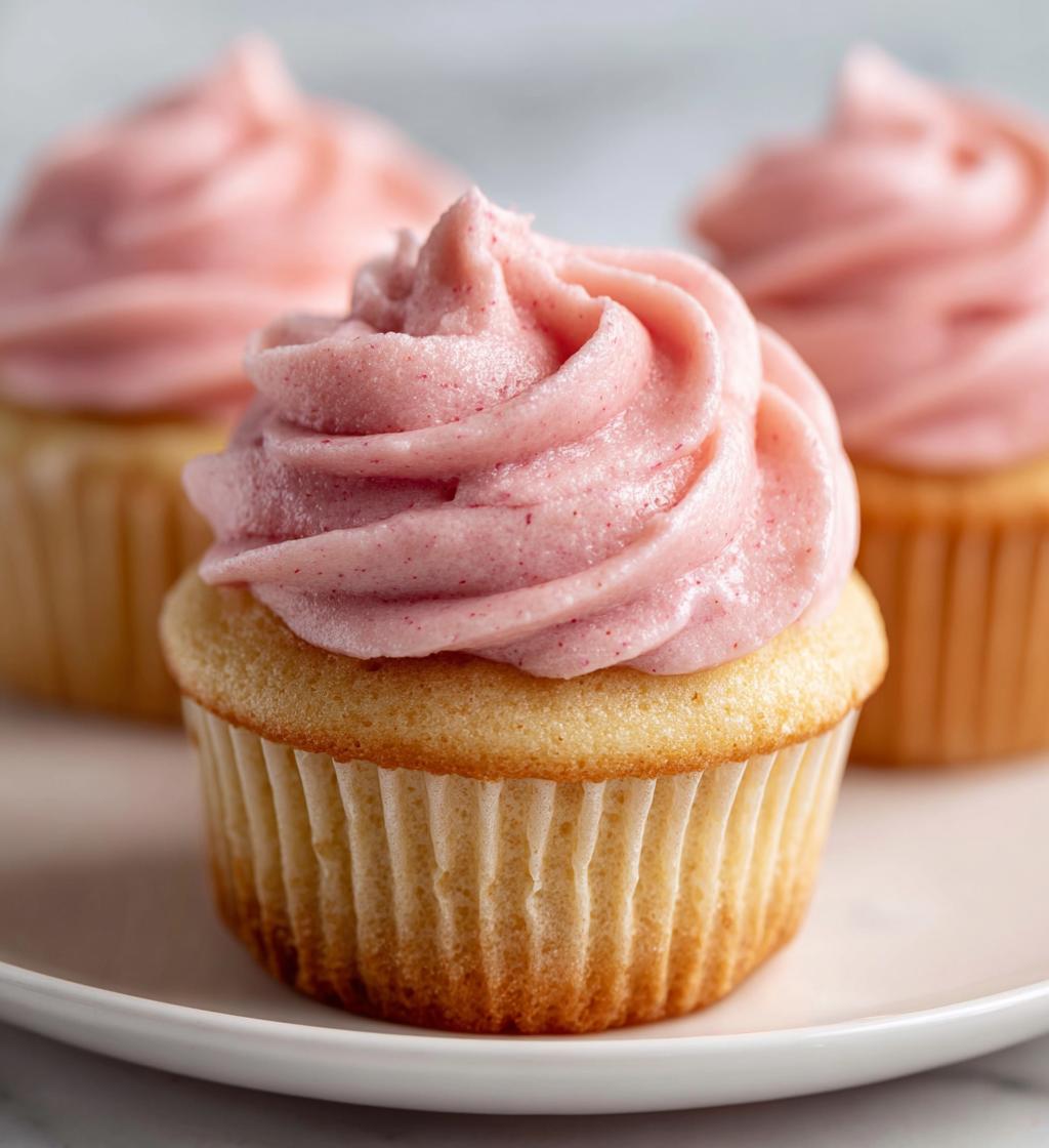 vanilla cupcakes with blush pink buttercream frosting - detail 1