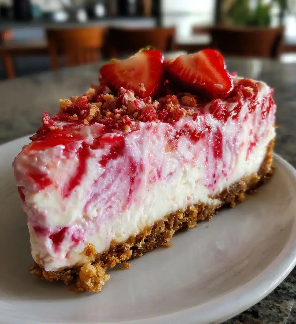 very strawberry crunch cheesecake slice - detail 1