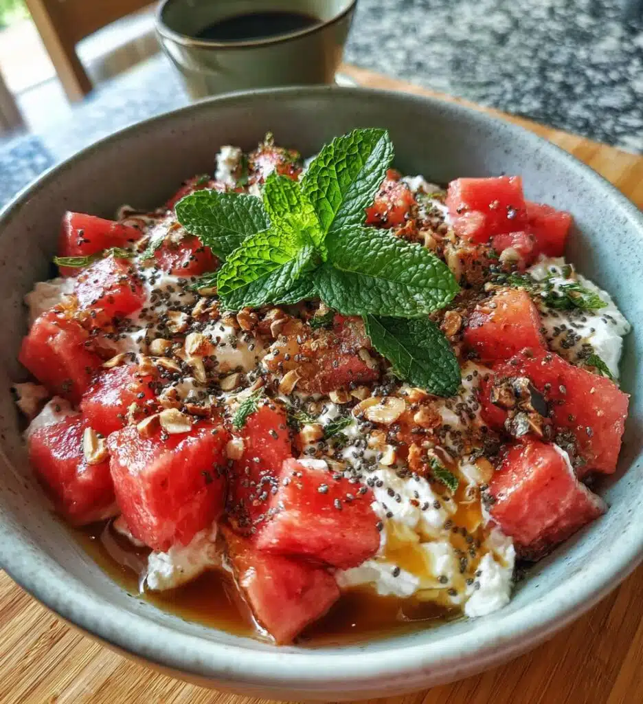 watermelon cottage cheese recovery bowl