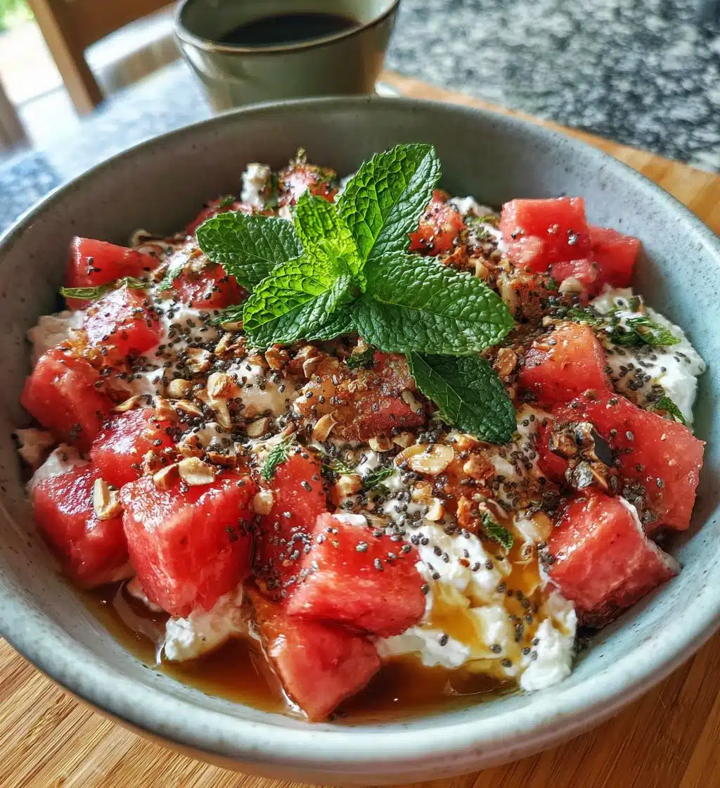 watermelon cottage cheese recovery bowl