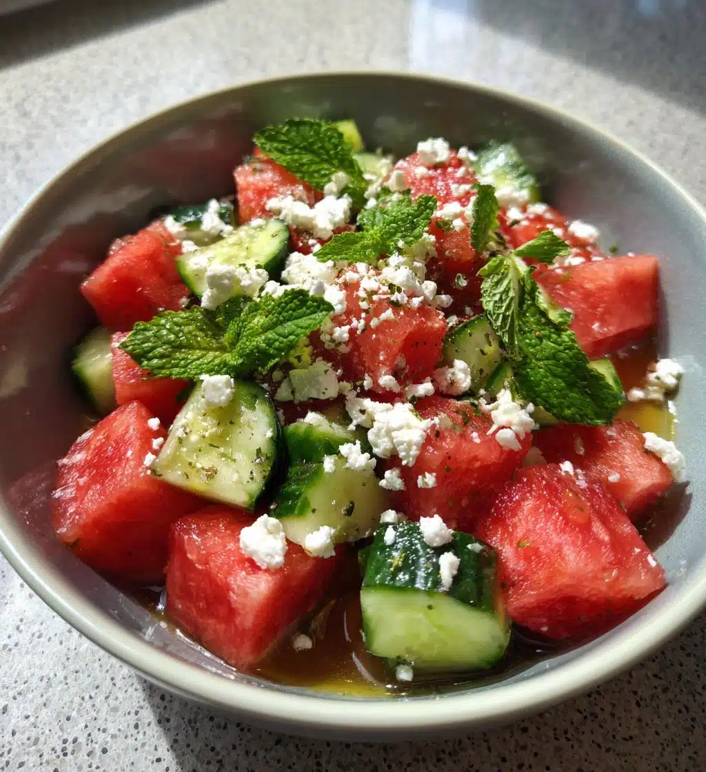 watermelon cucumber feta salad