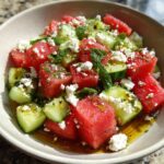 watermelon salad with cucumber and feta