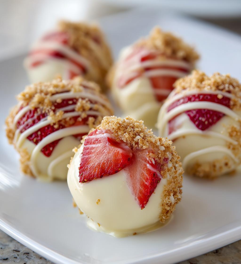 white chocolate strawberry cheesecake bites - detail 1