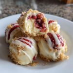 white chocolate strawberry cheesecake bites
