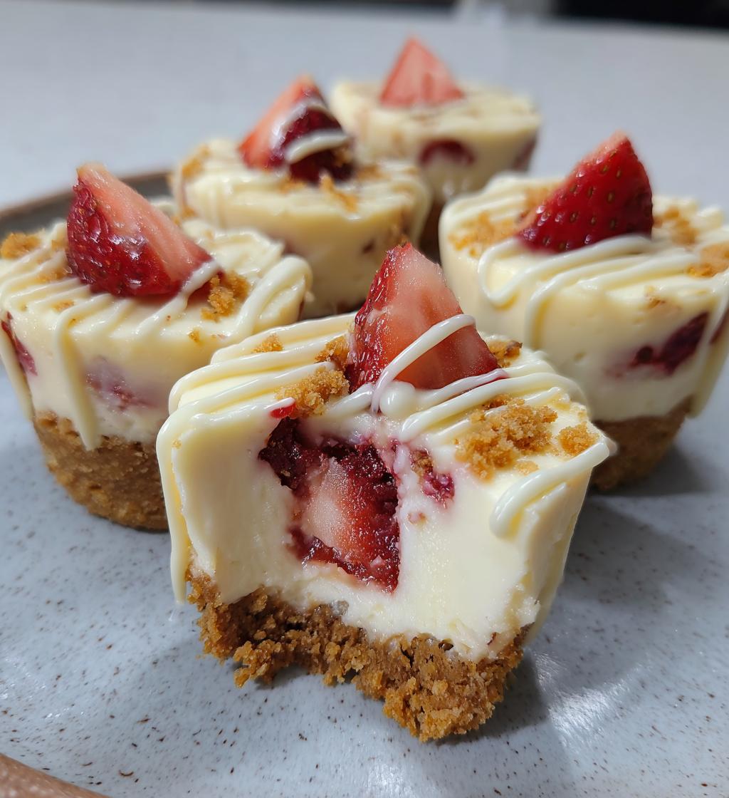 white chocolate strawberry cheesecake bites recipe - detail 1