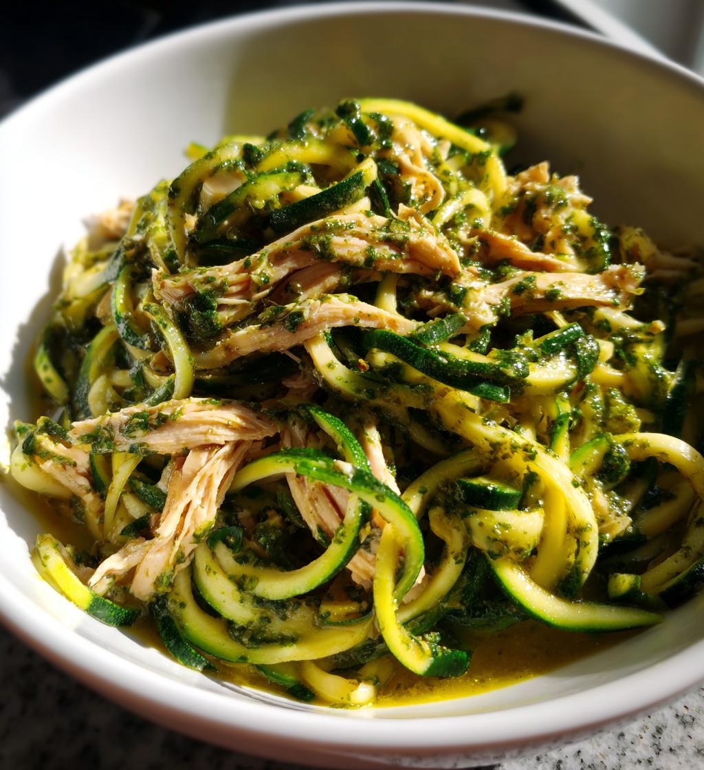 zucchini noodles with pesto chicken