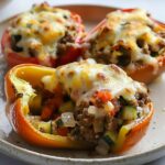 Beef & Veggie Stuffed Peppers (no rice or brown rice)