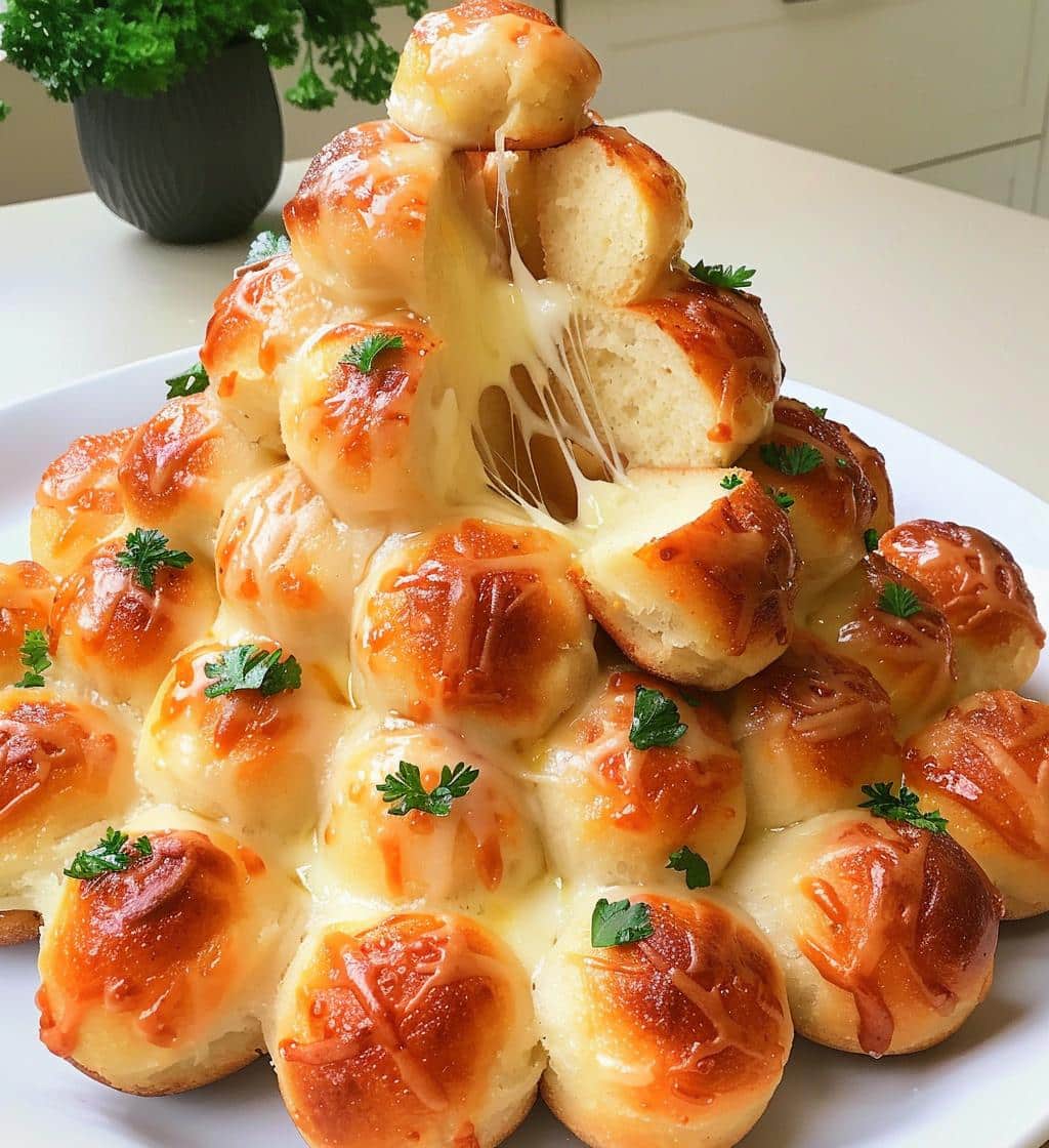 Cheesy Pull-Apart Christmas Tree Bread - detail 1